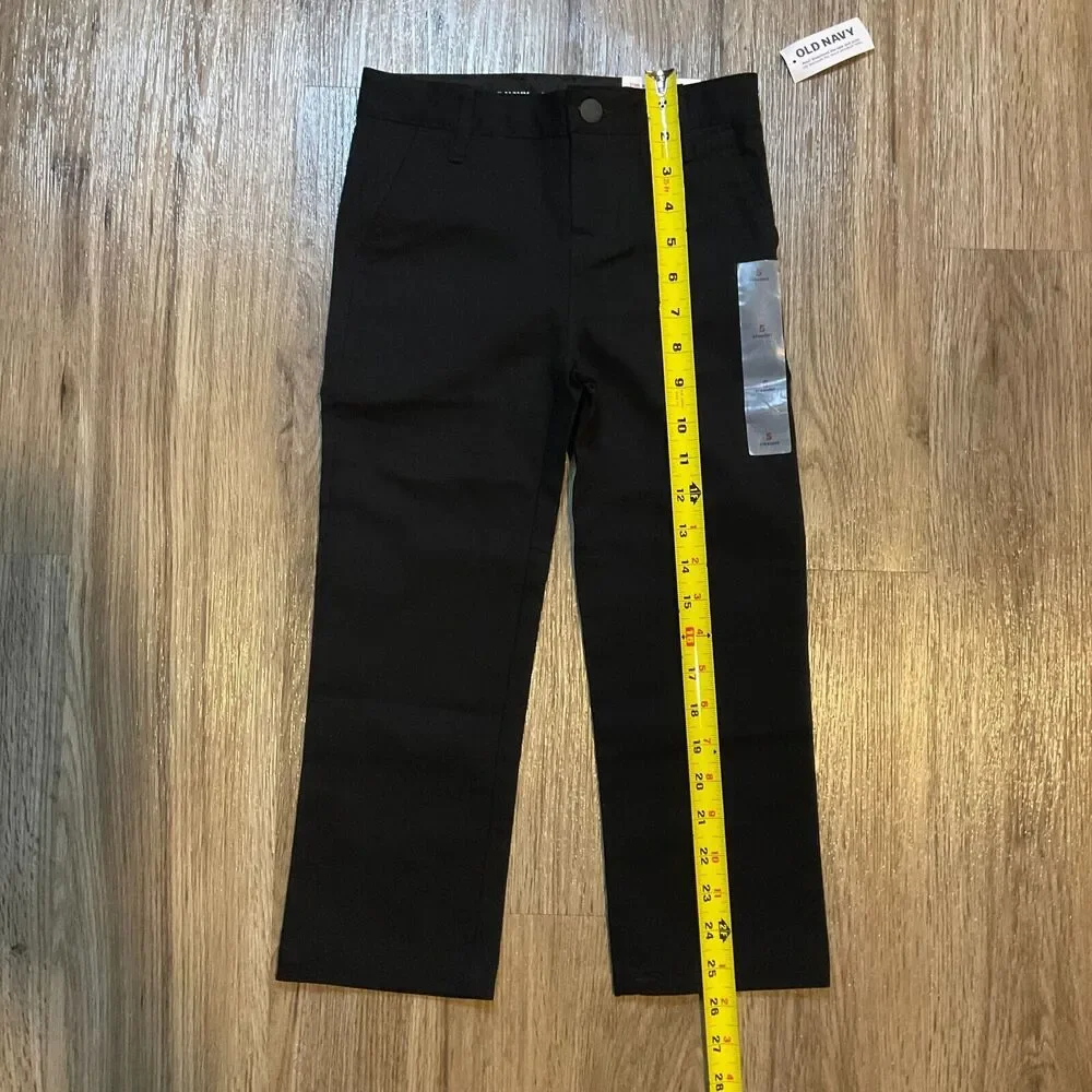 Old Navy Boys Pants Size 5 Straight Chino‎ Built-in-Flex Black Reinforced Knees